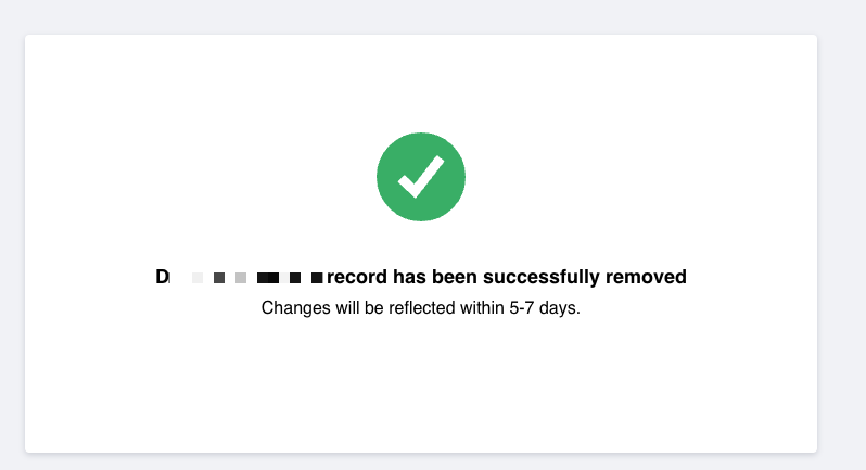 CheckPeople.com successfully removed record notification