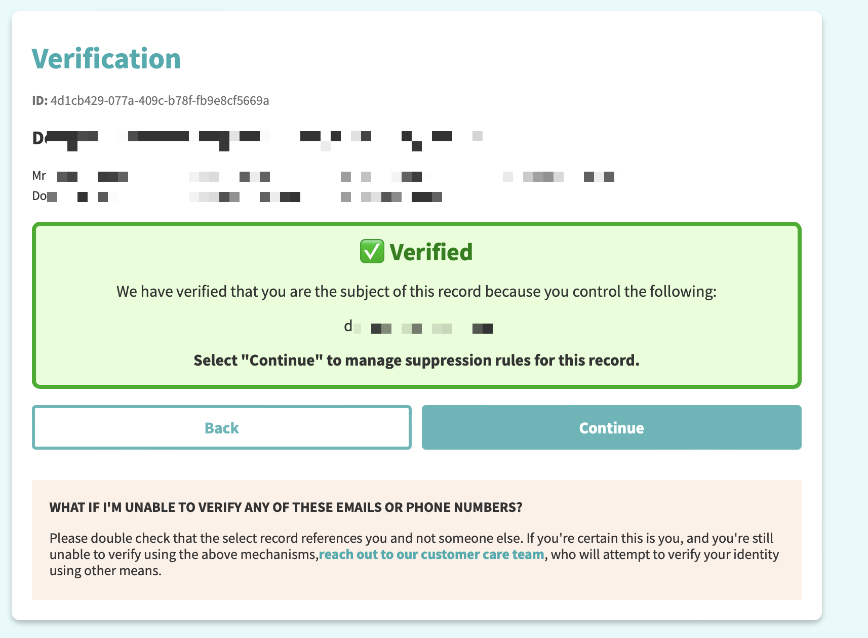 InstantCheckmate verification success message